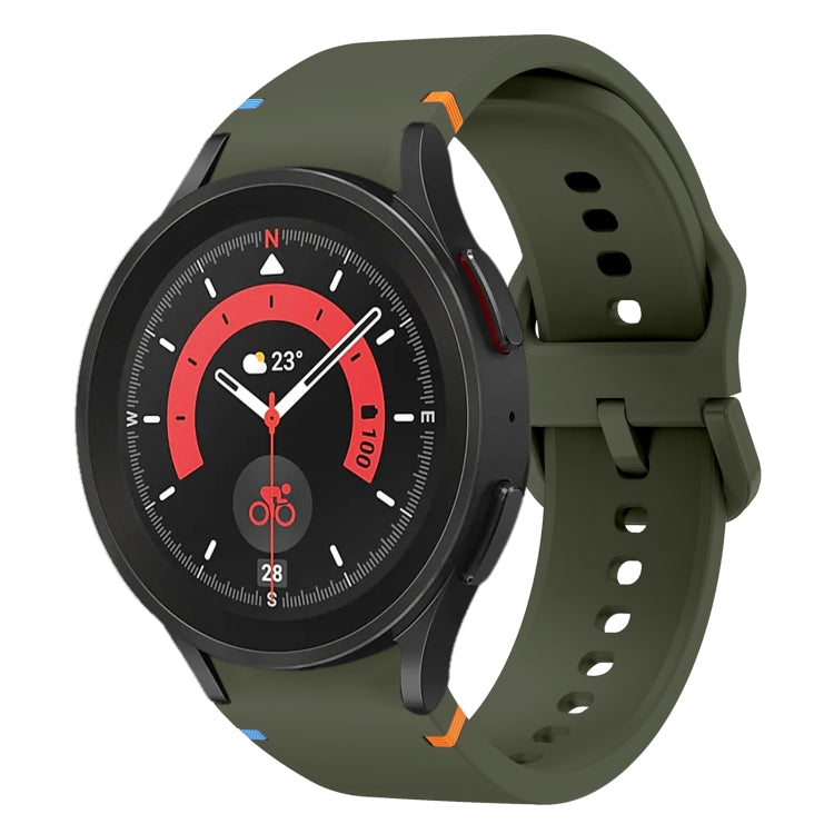 For Sansung Galaxy Watch5 Pro 45mm Flat Sewing Design Silicone Watch Band(Army Green) by bashfashion