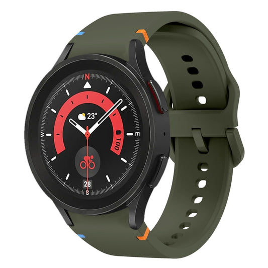 For Sansung Galaxy Watch5 Pro 45mm Flat Sewing Design Silicone Watch Band(Army Green) by bashfashion