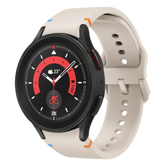 For Sansung Galaxy Watch5 Pro 45mm Flat Sewing Design Silicone Watch Band(Starlight) by bashfashion