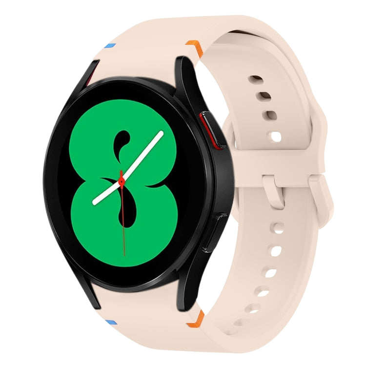 Fou Samsung Galaxy Watch 4 40 / 44mm Flat Sewing Design Silicone Watch Band(Pink) by bashfashion