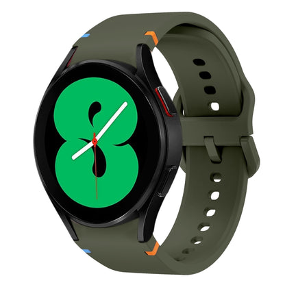 Fou Samsung Galaxy Watch 4 40 / 44mm Flat Sewing Design Silicone Watch Band(Army Green) by bashfashion