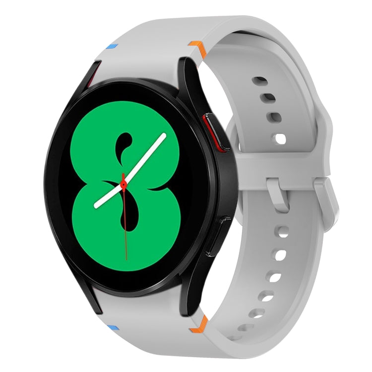 Fou Samsung Galaxy Watch 4 40 / 44mm Flat Sewing Design Silicone Watch Band(Light Gray) by bashfashion