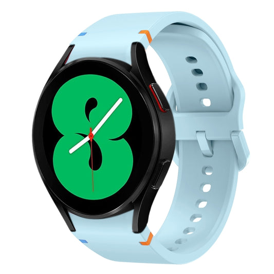 Fou Samsung Galaxy Watch 4 40 / 44mm Flat Sewing Design Silicone Watch Band(Light Blue) by bashfashion