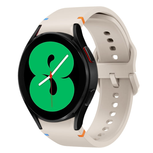 Fou Samsung Galaxy Watch 4 40 / 44mm Flat Sewing Design Silicone Watch Band(Starlight) by bashfashion