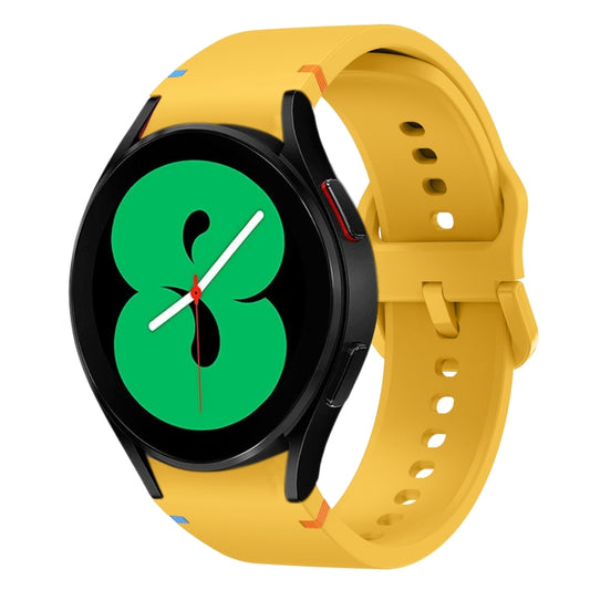 Fou Samsung Galaxy Watch 4 40 / 44mm Flat Sewing Design Silicone Watch Band(Apricot) by bashfashion