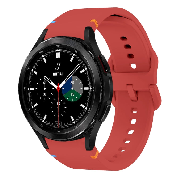 For Samsung Galaxy Watch 4 Classic 42 / 46mm Flat Sewing Design Silicone Watch Band(Red) by bashfashion
