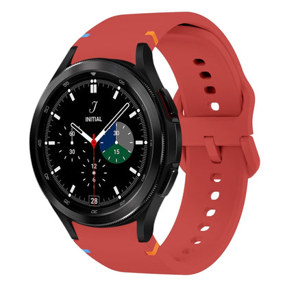 For Samsung Galaxy Watch 4 Classic 42 / 46mm Flat Sewing Design Silicone Watch Band(Red) by bashfashion