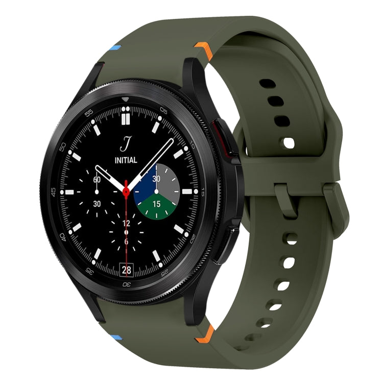 For Samsung Galaxy Watch 4 Classic 42 / 46mm Flat Sewing Design Silicone Watch Band(Army Green) by bashfashion