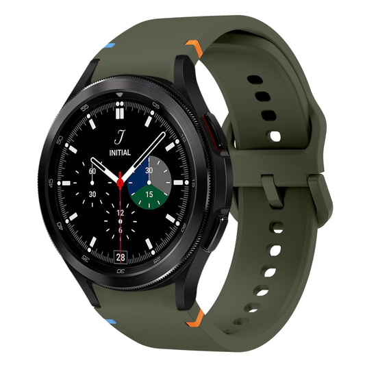 For Samsung Galaxy Watch 4 Classic 42 / 46mm Flat Sewing Design Silicone Watch Band(Army Green) by bashfashion