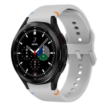 For Samsung Galaxy Watch 4 Classic 42 / 46mm Flat Sewing Design Silicone Watch Band(Light Gray) by bashfashion