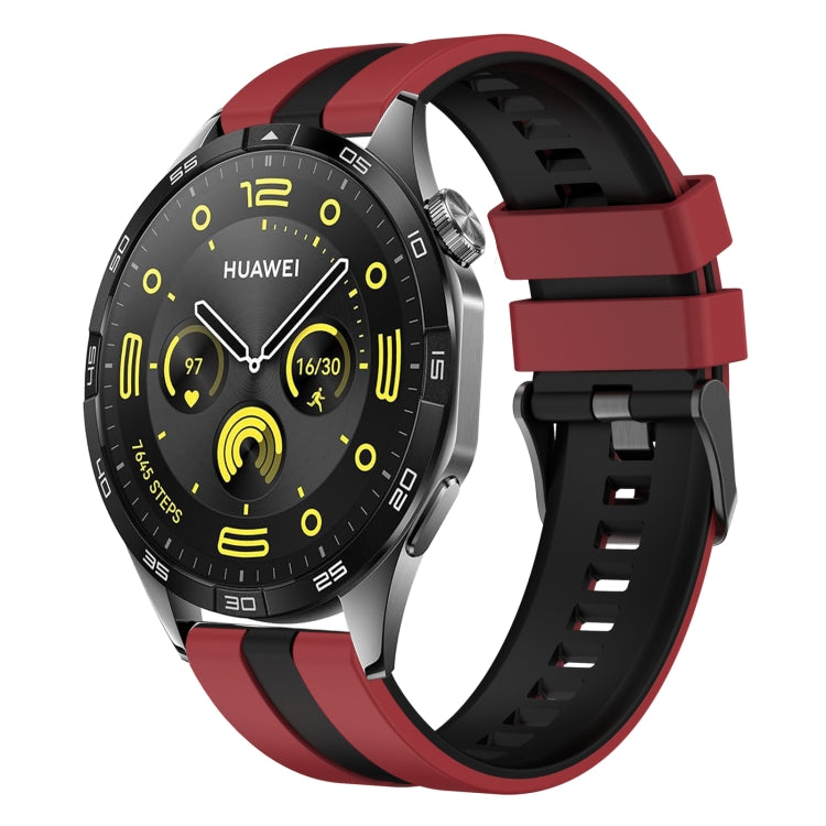 For Huawei Watch GT4 46mm 22mm Two Color Sports Silicone Watch Band(Red+Black) by bashfashion