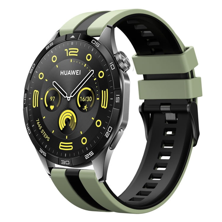 For Huawei Watch GT4 46mm 22mm Two Color Sports Silicone Watch Band(Light Green+Black) by bashfashion