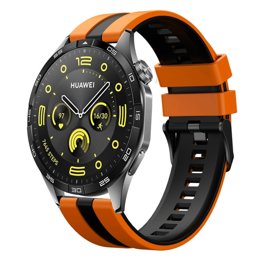 For Huawei Watch GT4 46mm 22mm Two Color Sports Silicone Watch Band(Orange+Black) by bashfashion