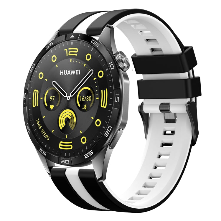 For Huawei Watch GT4 46mm 22mm Two Color Sports Silicone Watch Band(Black+White) by bashfashion