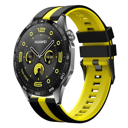 For Huawei Watch GT4 46mm 22mm Two Color Sports Silicone Watch Band(Black+Yellow) by bashfashion