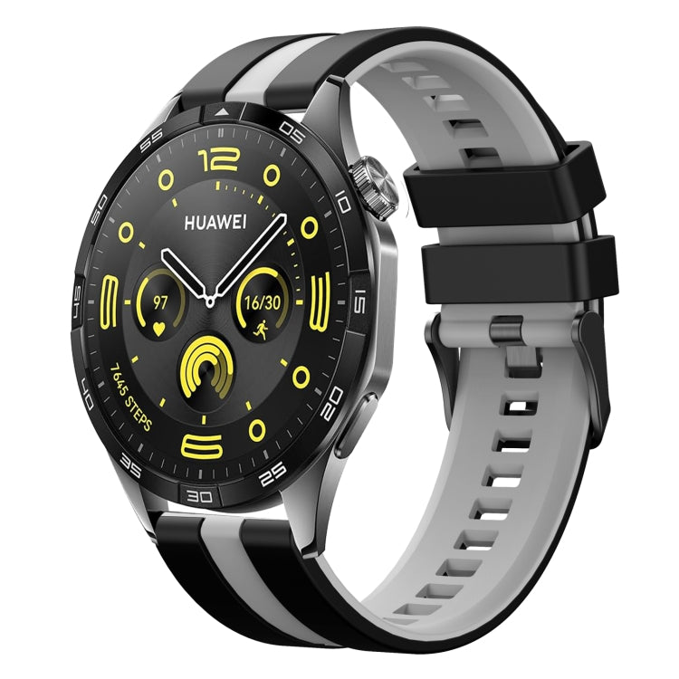 For Huawei Watch GT4 46mm 22mm Two Color Sports Silicone Watch Band(Black+Grey) by bashfashion