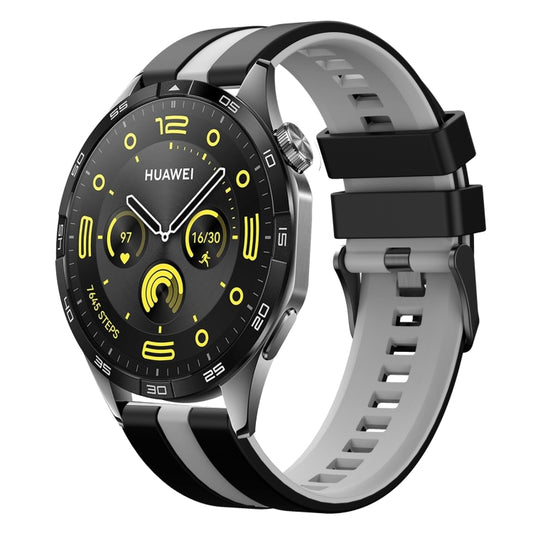 For Huawei Watch GT4 46mm 22mm Two Color Sports Silicone Watch Band(Black+Grey) by bashfashion