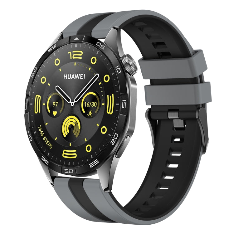 For Huawei Watch GT4 46mm 22mm Two Color Sports Silicone Watch Band(Grey+Black) by bashfashion