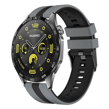 For Huawei Watch GT4 46mm 22mm Two Color Sports Silicone Watch Band(Grey+Black) by bashfashion