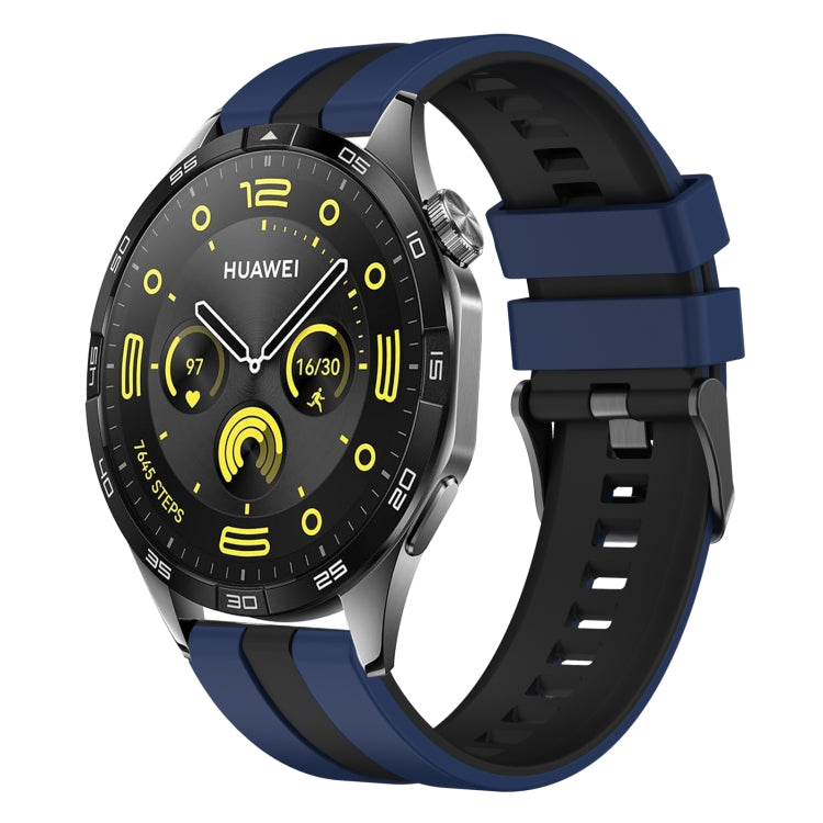 For Huawei Watch GT4 46mm 22mm Two Color Sports Silicone Watch Band(Blue+Black) by bashfashion