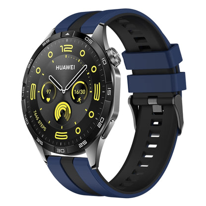 For Huawei Watch GT4 46mm 22mm Two Color Sports Silicone Watch Band(Blue+Black) by bashfashion