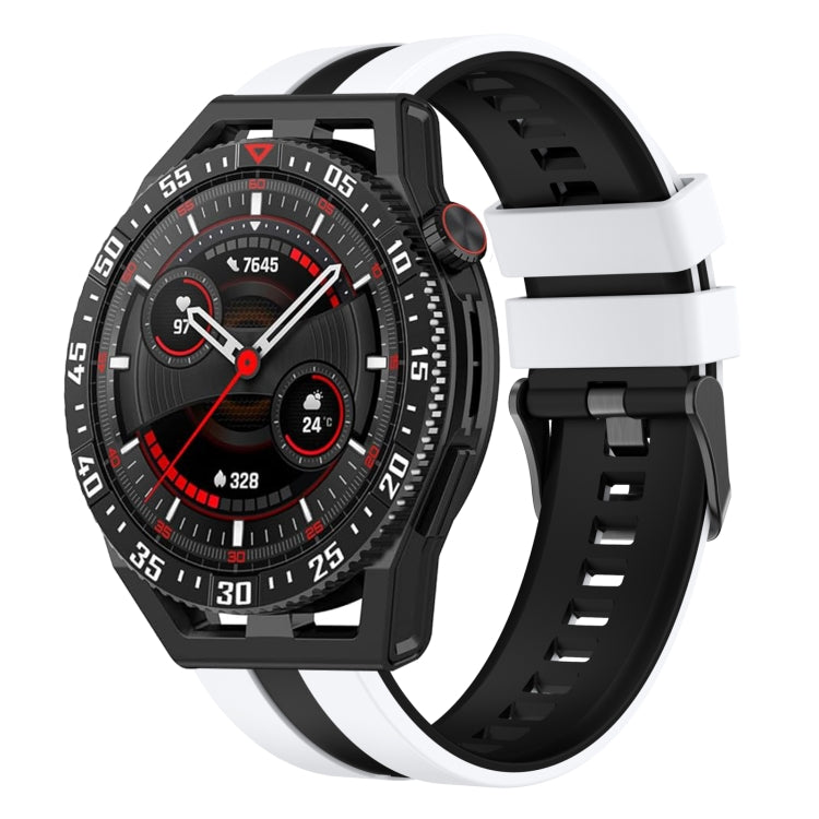 For Huawei Watch GT3 SE 22mm Two Color Sports Silicone Watch Band(White+Black) by bashfashion