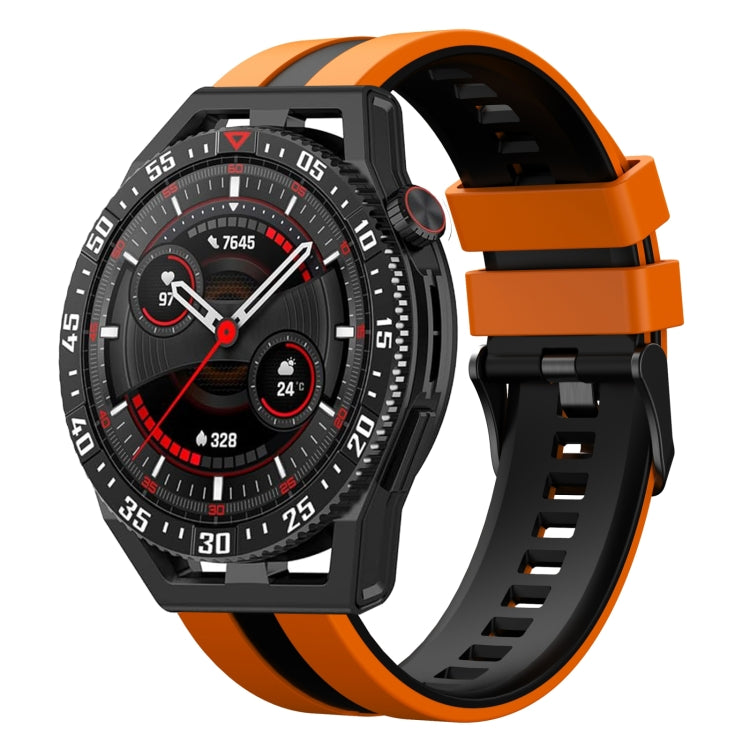 For Huawei Watch GT3 SE 22mm Two Color Sports Silicone Watch Band(Orange+Black) by bashfashion