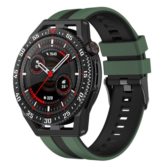 For Huawei Watch GT3 SE 22mm Two Color Sports Silicone Watch Band(Olive Green+Black) by bashfashion