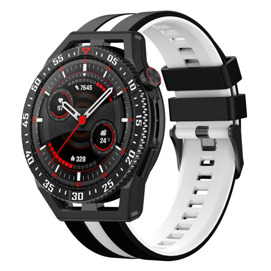 For Huawei Watch GT3 SE 22mm Two Color Sports Silicone Watch Band(Black+White) by bashfashion