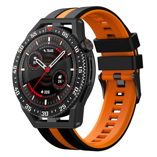 For Huawei Watch GT3 SE 22mm Two Color Sports Silicone Watch Band(Black+Orange) by bashfashion