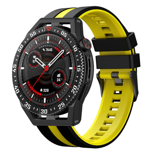 For Huawei Watch GT3 SE 22mm Two Color Sports Silicone Watch Band(Black+Yellow) by bashfashion