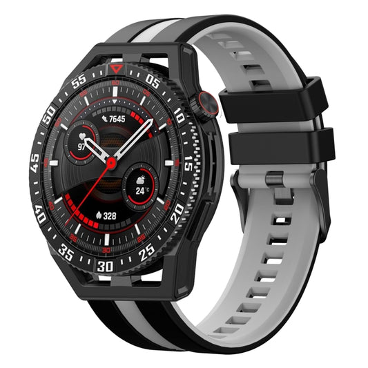For Huawei Watch GT3 SE 22mm Two Color Sports Silicone Watch Band(Black+Grey) by bashfashion