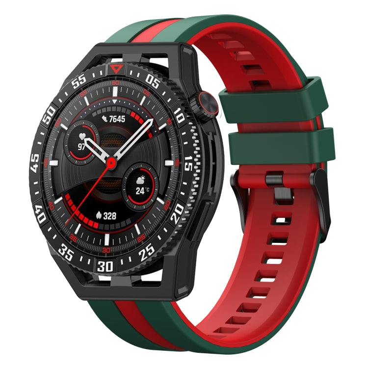 For Huawei Watch GT3 SE 22mm Two Color Sports Silicone Watch Band(Green+Red) by bashfashion