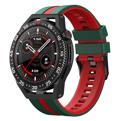 For Huawei Watch GT3 SE 22mm Two Color Sports Silicone Watch Band(Green+Red) by bashfashion