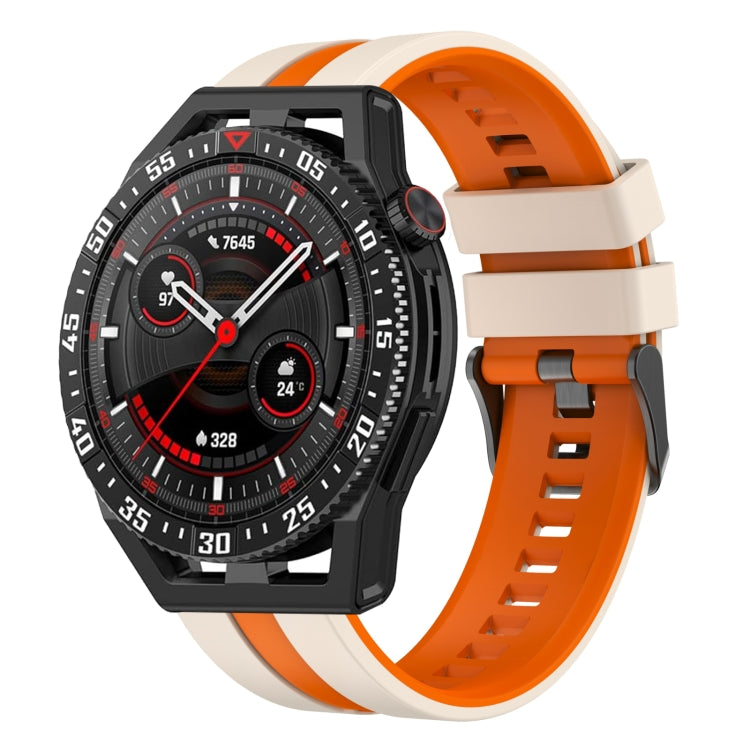 For Huawei Watch GT3 SE 22mm Two Color Sports Silicone Watch Band(Starlight+Orange) by bashfashion