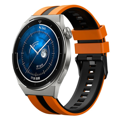 For Huawei Watch GT3 Pro 46mm 22mm Two Color Sports Silicone Watch Band(Orange+Black) by bashfashion