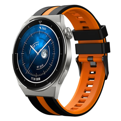 For Huawei Watch GT3 Pro 46mm 22mm Two Color Sports Silicone Watch Band(Black+Orange) by bashfashion