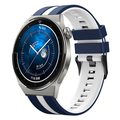For Huawei Watch GT3 Pro 46mm 22mm Two Color Sports Silicone Watch Band(Blue+White) by bashfashion