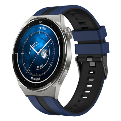 For Huawei Watch GT3 Pro 46mm 22mm Two Color Sports Silicone Watch Band(Blue+Black) by bashfashion