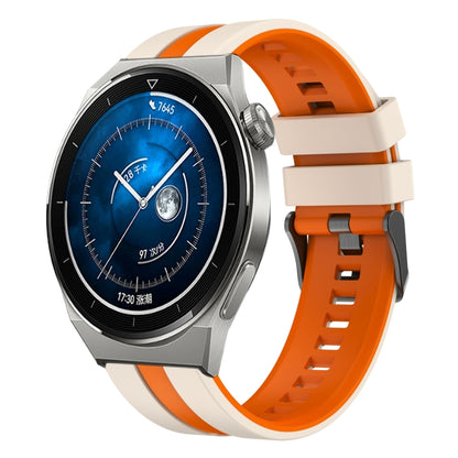 For Huawei Watch GT3 Pro 46mm 22mm Two Color Sports Silicone Watch Band(Starlight+Orange) by bashfashion