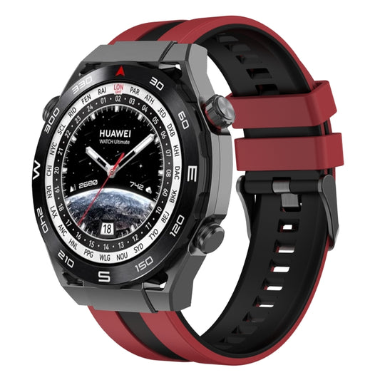 For Huawei Watch Ultimate 22mm Two Color Sports Silicone Watch Band(Red+Black) by bashfashion