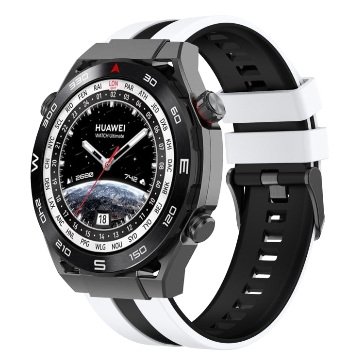 For Huawei Watch Ultimate 22mm Two Color Sports Silicone Watch Band(White+Black) by bashfashion