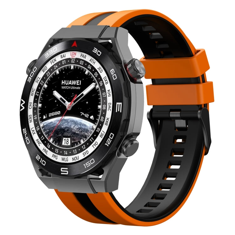 For Huawei Watch Ultimate 22mm Two Color Sports Silicone Watch Band(Orange+Black) by bashfashion