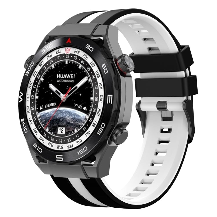 For Huawei Watch Ultimate 22mm Two Color Sports Silicone Watch Band(Black+White) by bashfashion