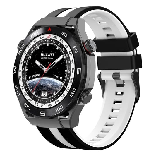 For Huawei Watch Ultimate 22mm Two Color Sports Silicone Watch Band(Black+White) by bashfashion