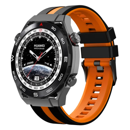 For Huawei Watch Ultimate 22mm Two Color Sports Silicone Watch Band(Black+Orange) by bashfashion