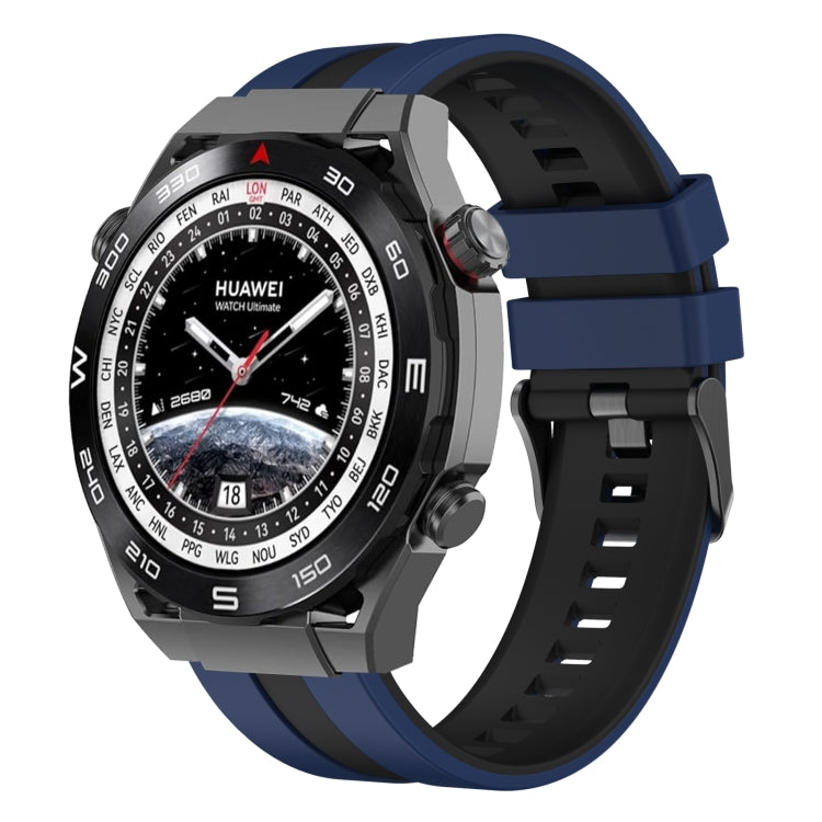 For Huawei Watch Ultimate 22mm Two Color Sports Silicone Watch Band(Blue+Black) by bashfashion