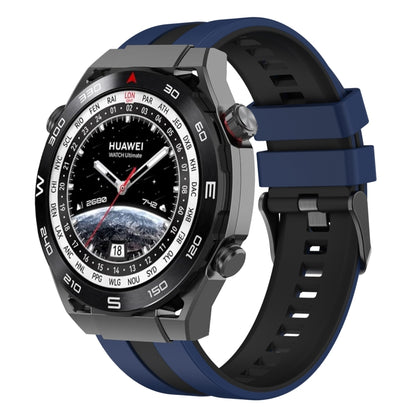 For Huawei Watch Ultimate 22mm Two Color Sports Silicone Watch Band(Blue+Black) by bashfashion