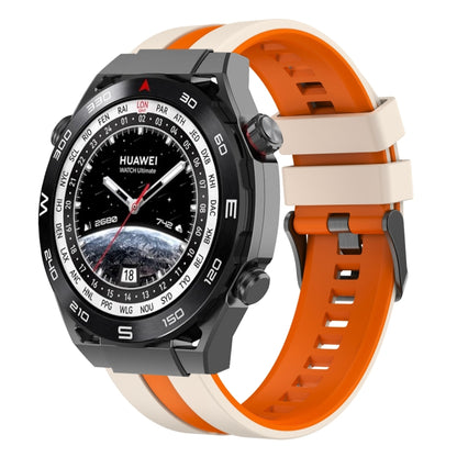 For Huawei Watch Ultimate 22mm Two Color Sports Silicone Watch Band(Starlight+Orange) by bashfashion