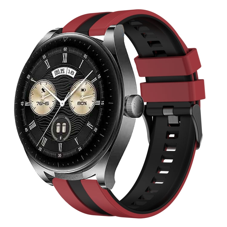 For Huawei Watch Buds 22mm Two Color Sports Silicone Watch Band(Red+Black) by bashfashion